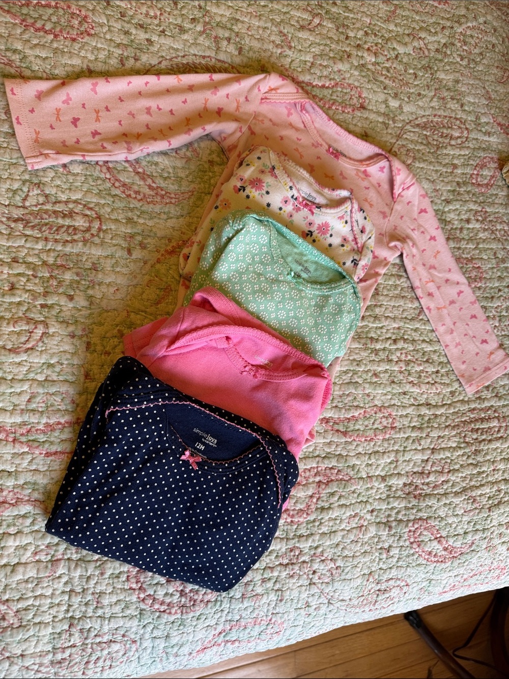 Girls Long Sleeve Onesie Bundle - Pink, Mint, Navy & Floral